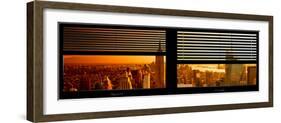 Window View with Venetian Blinds: Manhattan View with Empire State Building at Sunset-Philippe Hugonnard-Framed Photographic Print