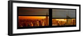 Window View with Venetian Blinds: Manhattan View with Empire State Building at Sunset-Philippe Hugonnard-Framed Photographic Print