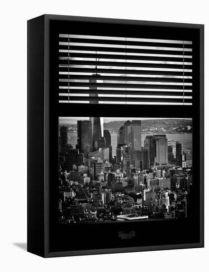 Window View with Venetian Blinds: Manhattan View with One World Trade Center (1 WTC)-Philippe Hugonnard-Framed Stretched Canvas