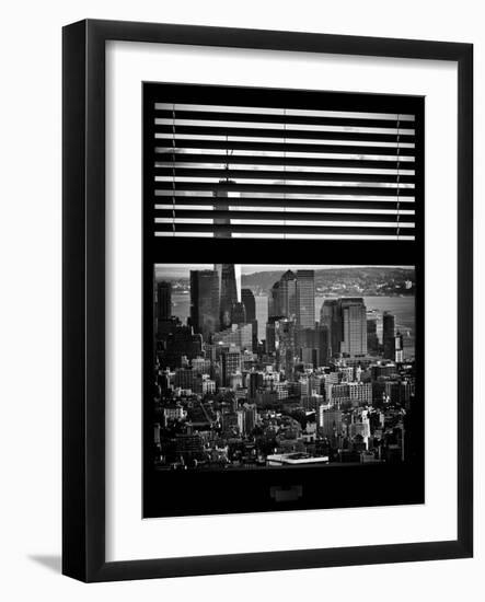 Window View with Venetian Blinds: Manhattan View with One World Trade Center (1 WTC)-Philippe Hugonnard-Framed Photographic Print