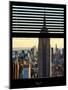 Window View with Venetian Blinds: Manhattan View with the Empire State Building at Sunset-Philippe Hugonnard-Mounted Photographic Print