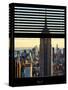 Window View with Venetian Blinds: Manhattan View with the Empire State Building at Sunset-Philippe Hugonnard-Stretched Canvas