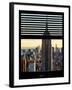 Window View with Venetian Blinds: Manhattan View with the Empire State Building at Sunset-Philippe Hugonnard-Framed Photographic Print