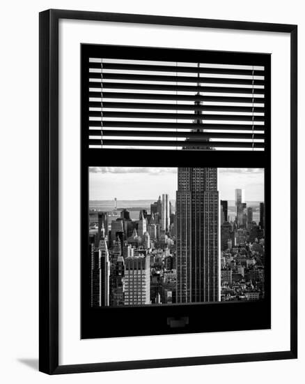 Window View with Venetian Blinds: Manhattan View with the Empire State Building-Philippe Hugonnard-Framed Photographic Print