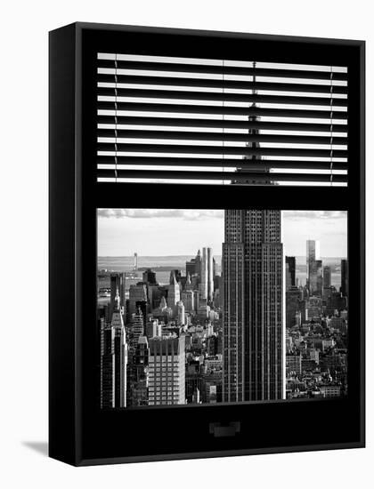 Window View with Venetian Blinds: Manhattan View with the Empire State Building-Philippe Hugonnard-Framed Stretched Canvas