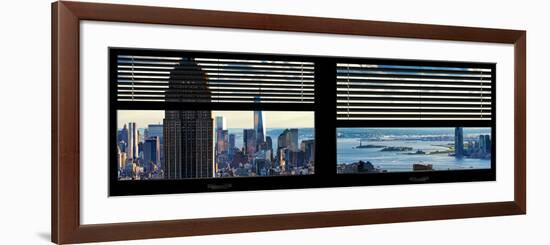 Window View with Venetian Blinds: Manhattan with Empire State Building and One World Trade Center-Philippe Hugonnard-Framed Photographic Print