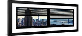 Window View with Venetian Blinds: Manhattan with Empire State Building and One World Trade Center-Philippe Hugonnard-Framed Photographic Print