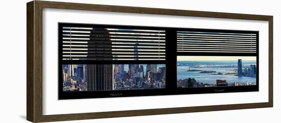 Window View with Venetian Blinds: Manhattan with Empire State Building-Philippe Hugonnard-Framed Photographic Print