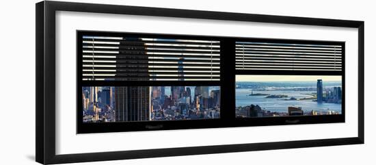 Window View with Venetian Blinds: Manhattan with Empire State Building-Philippe Hugonnard-Framed Photographic Print