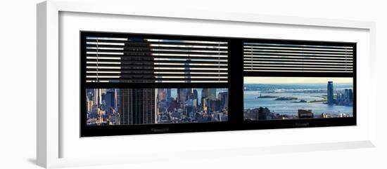 Window View with Venetian Blinds: Manhattan with Empire State Building-Philippe Hugonnard-Framed Photographic Print