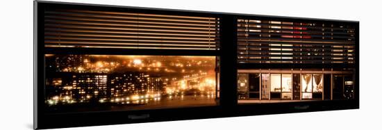 Window View with Venetian Blinds: Neighborhoods in Manhattan by Night - Hudson River-Philippe Hugonnard-Mounted Photographic Print