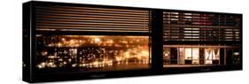 Window View with Venetian Blinds: Neighborhoods in Manhattan by Night - Hudson River-Philippe Hugonnard-Stretched Canvas