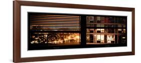 Window View with Venetian Blinds: Neighborhoods in Manhattan by Night - Hudson River-Philippe Hugonnard-Framed Photographic Print