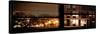 Window View with Venetian Blinds: Neighborhoods in Manhattan by Night - Hudson River-Philippe Hugonnard-Stretched Canvas