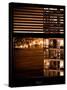 Window View with Venetian Blinds: Neighborhoods in Manhattan by Night - Hudson River-Philippe Hugonnard-Stretched Canvas