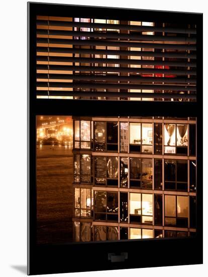 Window View with Venetian Blinds: Neighborhoods in Manhattan by Night - Hudson River-Philippe Hugonnard-Mounted Photographic Print