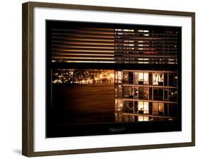 Window View with Venetian Blinds: Neighborhoods in Manhattan by Night - Hudson River-Philippe Hugonnard-Framed Photographic Print