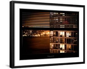 Window View with Venetian Blinds: Neighborhoods in Manhattan by Night - Hudson River-Philippe Hugonnard-Framed Photographic Print