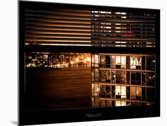 Window View with Venetian Blinds: Neighborhoods in Manhattan by Night - Hudson River-Philippe Hugonnard-Mounted Photographic Print