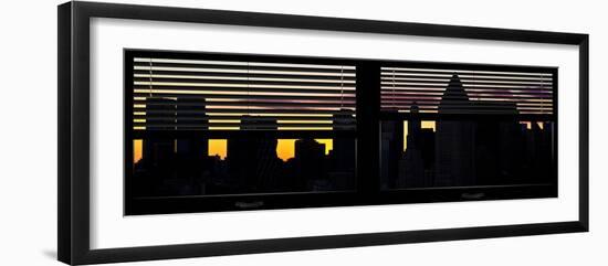 Window View with Venetian Blinds: New York City Manhattan Skyline at Dusk Sun-Philippe Hugonnard-Framed Photographic Print