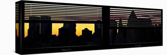 Window View with Venetian Blinds: New York City Manhattan Skyline at Dusk Sun-Philippe Hugonnard-Stretched Canvas