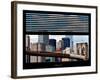 Window View with Venetian Blinds: New York City with Brooklyn Bridge and Skyscarpers - Manhattan-Philippe Hugonnard-Framed Photographic Print