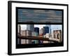 Window View with Venetian Blinds: New York City with Brooklyn Bridge and Skyscarpers - Manhattan-Philippe Hugonnard-Framed Photographic Print