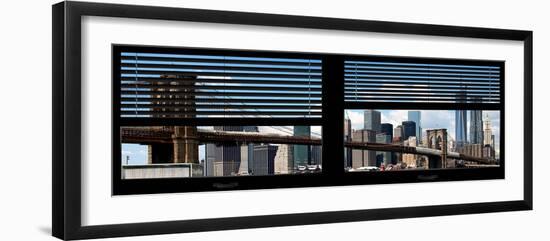 Window View with Venetian Blinds: New York City with One World Trade Center and East River-Philippe Hugonnard-Framed Photographic Print