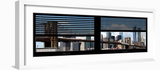 Window View with Venetian Blinds: New York City with One World Trade Center and East River-Philippe Hugonnard-Framed Photographic Print