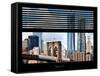 Window View with Venetian Blinds: New York City with One World Trade Center-Philippe Hugonnard-Framed Stretched Canvas