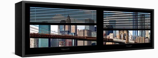 Window View with Venetian Blinds: New York City with One World Trade Center-Philippe Hugonnard-Framed Stretched Canvas