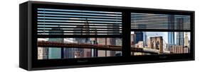 Window View with Venetian Blinds: New York City with One World Trade Center-Philippe Hugonnard-Framed Stretched Canvas