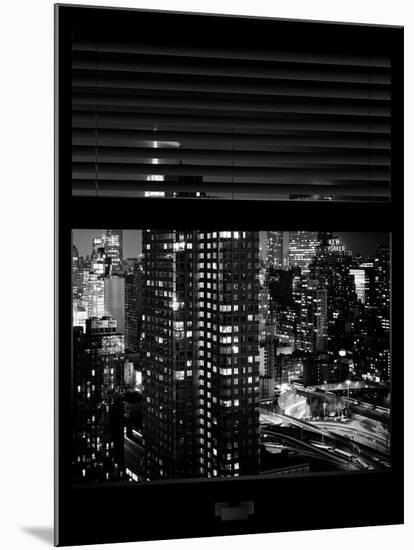 Window View with Venetian Blinds: New Yorker Hotel and the Top of the Empire State Building-Philippe Hugonnard-Mounted Photographic Print