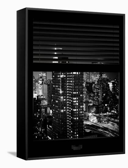 Window View with Venetian Blinds: New Yorker Hotel and the Top of the Empire State Building-Philippe Hugonnard-Framed Stretched Canvas