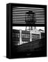 Window View with Venetian Blinds: NY Factory with a Water Tank in Brooklyn - New York-Philippe Hugonnard-Framed Stretched Canvas