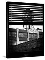 Window View with Venetian Blinds: NY Factory with a Water Tank in Brooklyn - New York-Philippe Hugonnard-Stretched Canvas