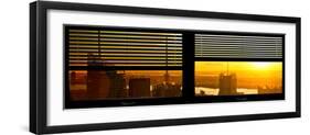 Window View with Venetian Blinds: NYC Midtown Landscape at Sunset-Philippe Hugonnard-Framed Photographic Print