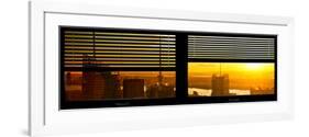 Window View with Venetian Blinds: NYC Midtown Landscape at Sunset-Philippe Hugonnard-Framed Photographic Print