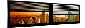 Window View with Venetian Blinds: NYC Midtown Landscape with Empire State Building at Sunset-Philippe Hugonnard-Mounted Photographic Print