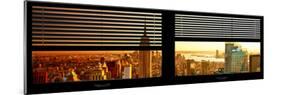 Window View with Venetian Blinds: NYC Midtown Landscape with Empire State Building at Sunset-Philippe Hugonnard-Mounted Photographic Print