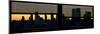 Window View with Venetian Blinds: Panoramic Format - New York City Manhattan Skyline at Dusk Sun-Philippe Hugonnard-Mounted Photographic Print