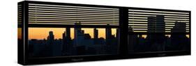 Window View with Venetian Blinds: Panoramic Format - New York City Manhattan Skyline at Dusk Sun-Philippe Hugonnard-Stretched Canvas