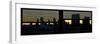 Window View with Venetian Blinds: Panoramic Format - New York City Manhattan Skyline at Dusk Sun-Philippe Hugonnard-Framed Photographic Print