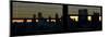 Window View with Venetian Blinds: Panoramic Format - New York City Manhattan Skyline at Dusk Sun-Philippe Hugonnard-Mounted Photographic Print