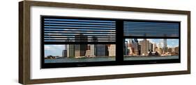 Window View with Venetian Blinds: Panoramic Landscape of Lower Manhattan Buildings - New York-Philippe Hugonnard-Framed Photographic Print