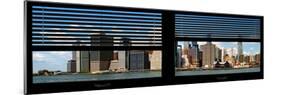 Window View with Venetian Blinds: Panoramic Landscape of Lower Manhattan Buildings - New York-Philippe Hugonnard-Mounted Photographic Print