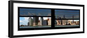 Window View with Venetian Blinds: Panoramic Landscape of Lower Manhattan Buildings - New York-Philippe Hugonnard-Framed Photographic Print