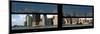Window View with Venetian Blinds: Panoramic Landscape of Lower Manhattan Buildings - New York-Philippe Hugonnard-Mounted Photographic Print