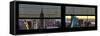 Window View with Venetian Blinds: Panoramic Skyline NYC with the Empire State Building and 1WTC-Philippe Hugonnard-Framed Stretched Canvas