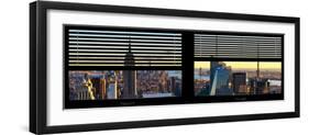 Window View with Venetian Blinds: Panoramic Skyline NYC with the Empire State Building and 1WTC-Philippe Hugonnard-Framed Photographic Print